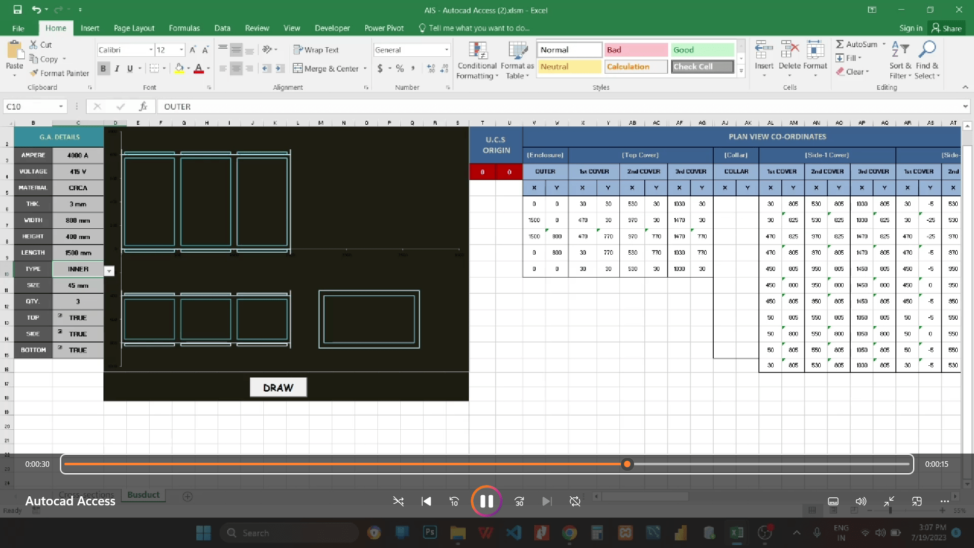 Automated CAD Drawing Creation Using Excel